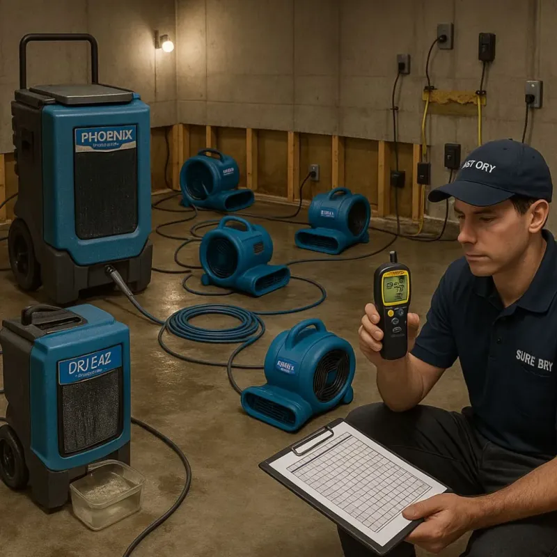 Structural Drying and Dehumidification process in Hightstown, NJ